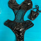 One-Piece Black Latex Dance Wear Lingerie Outfit Sensual