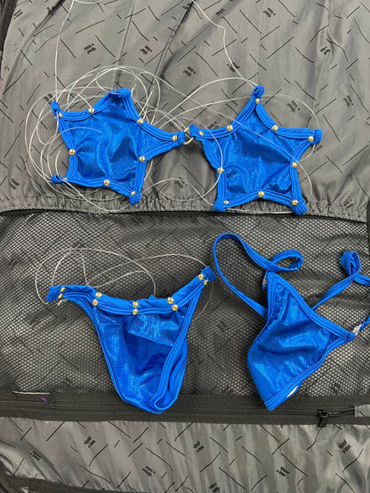 Exotic Dance Wear Star Silicone String Top/Clear Silicone String Bottoms Outfit