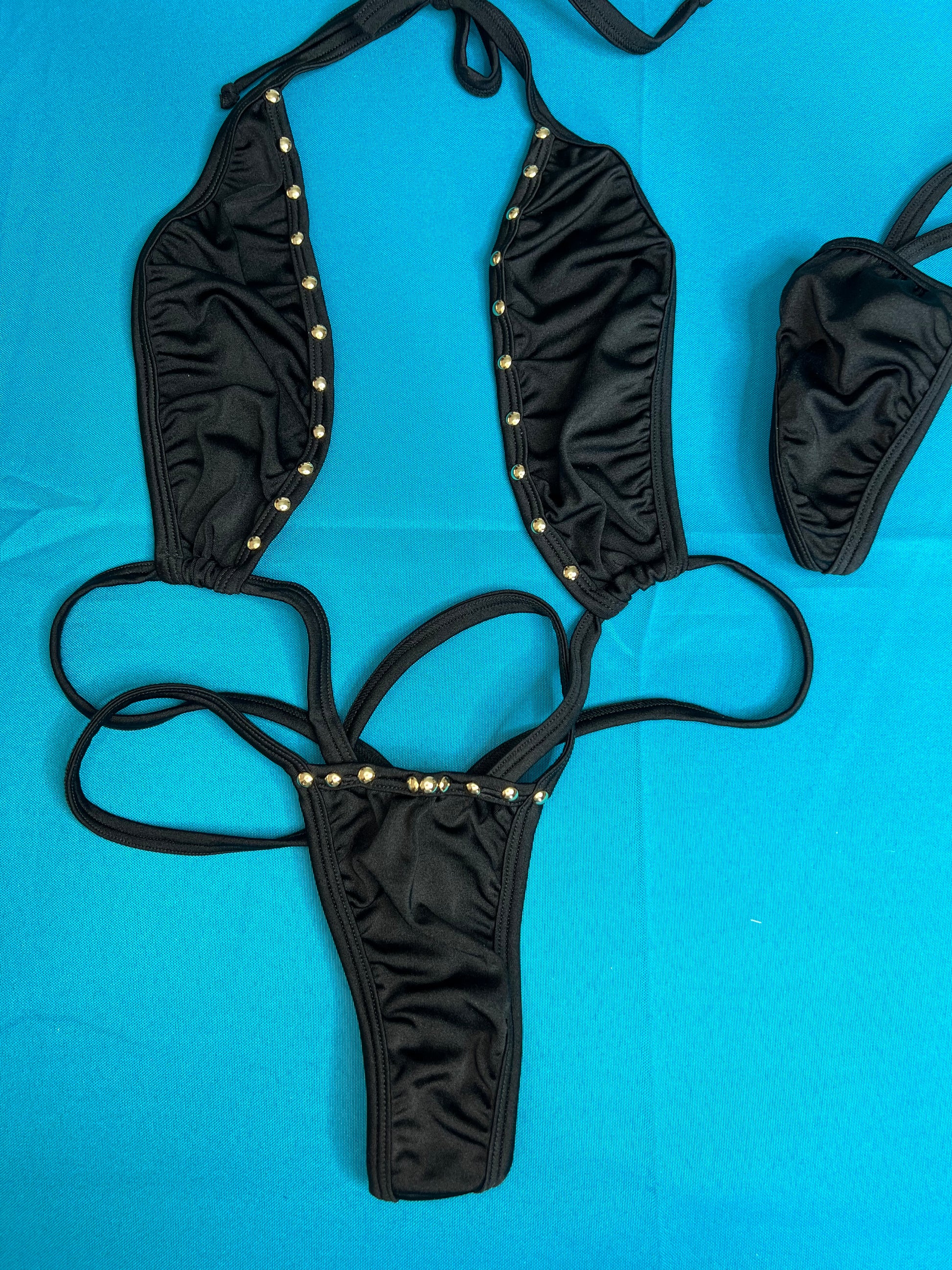 Black Sling-Shot One-Piece Lingerie Outfit Exotic Dance Wear 