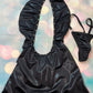 Metallic Black One-Piece Exotic Dance Wear Sultry Stripper Outfit