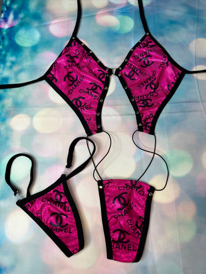 Hot Pink Sling Shot One-Piece Outfit Exotic Dance Wear Premium