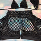 Fishnet Two-Piece Exotic Dance Wear Bikini Top & Chaps Stunning 