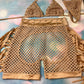 Fishnet Two-Piece Exotic Dance Wear Bikini Top & Chaps Stunning 