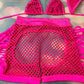 Fishnet Two-Piece Exotic Dance Wear Bikini Top & Chaps Stunning 
