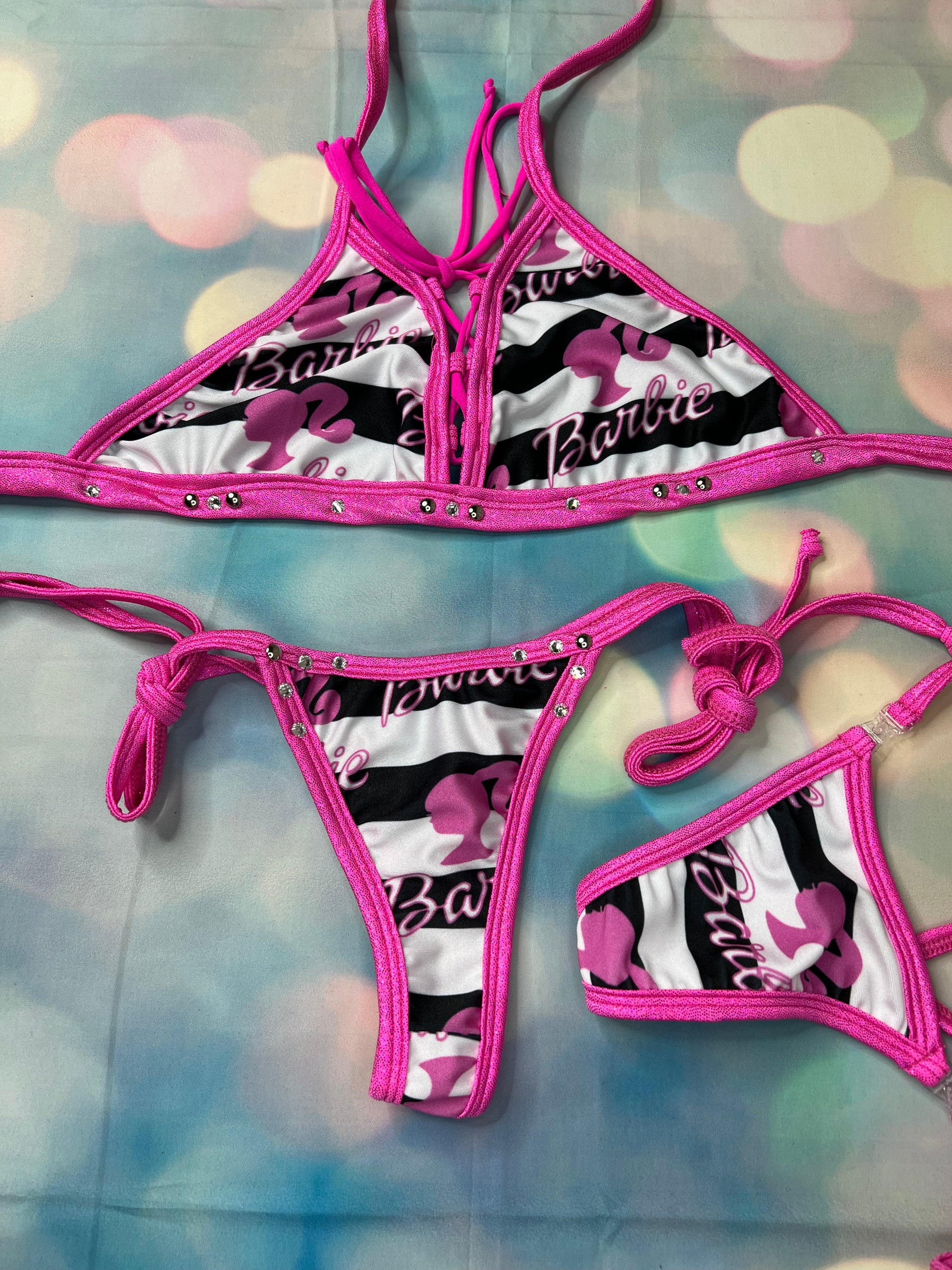 Hot Pink Bikini Exotic Dance Wear Two-Piece Outfit Sexy Costume 