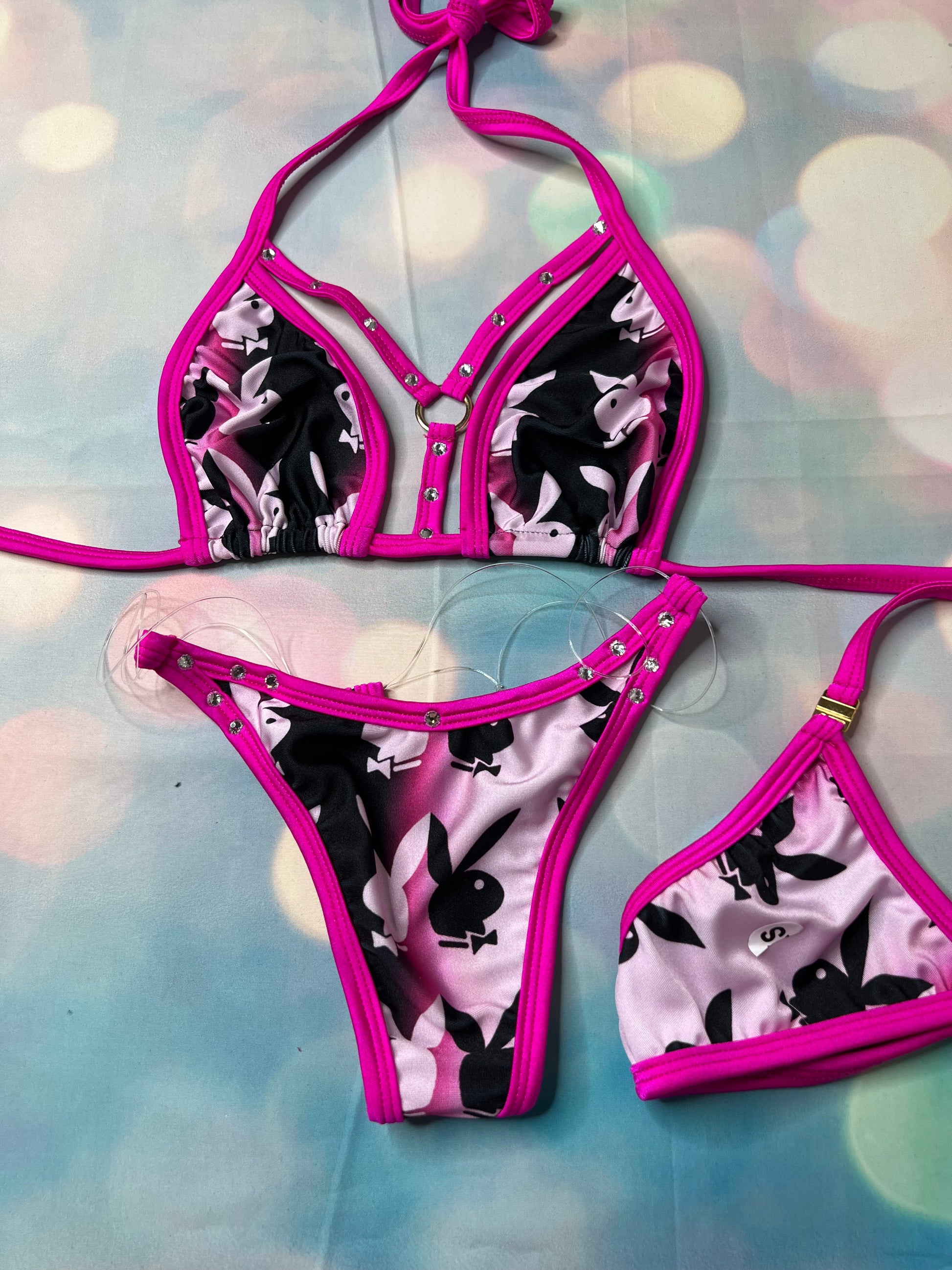 Exotic Dance Wear Bikini Outfit Sexy Stripper Hot Pink/Black Lingeriebydylan Exotic Dance Wear Bikini Outfit Sexy Stripper Hot Pink/Black Lingeriebydylan