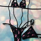 Sling Shot Exotic Dance Wear Outfit Bikini Set Black/Hot Pink