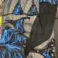 Blue Lightning & Black Fishnet Leg Outfit Exotic Dance Wear