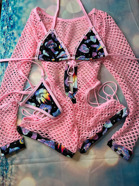 Baby Pink Romper One-Piece Exotic Dance Wear Outfit Clubwear 