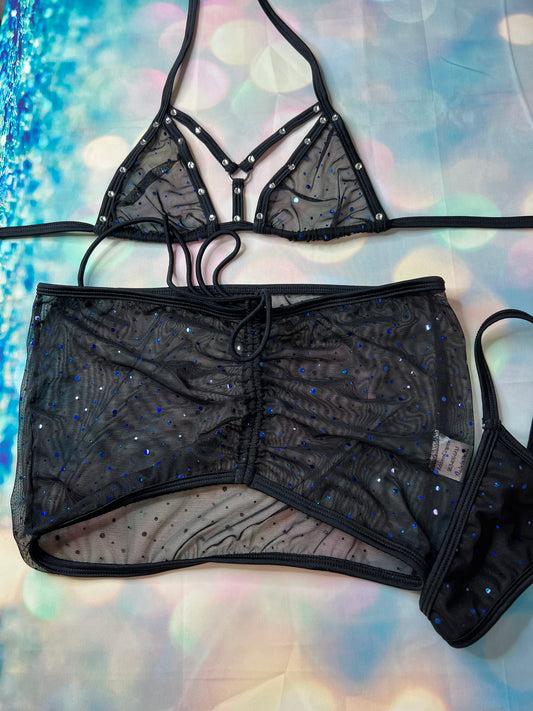 Mesh Two-Piece Exotic Dance Wear Outfit Shine with Confidence