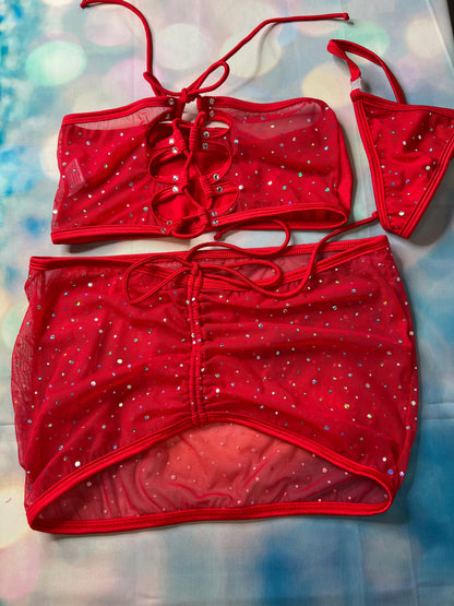 Mesh Two-Piece Exotic Dance Wear Outfit Shine with Confidence