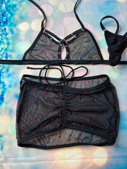 Mesh Two-Piece Exotic Dance Wear Outfit Shine with Confidence