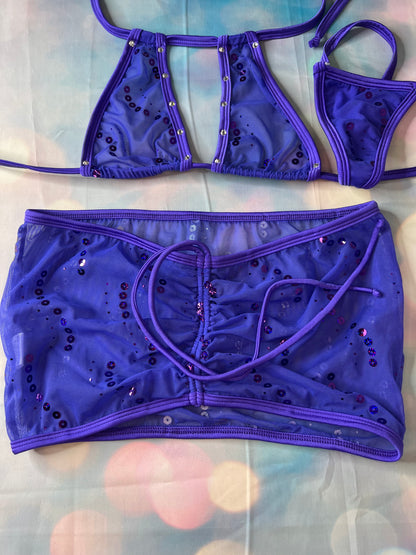 Mesh Two-Piece Exotic Dance Wear Outfit Shine with Confidence