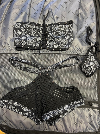 Premium Black Bandana Exotic Dance Wear Two-Piece Outfit
