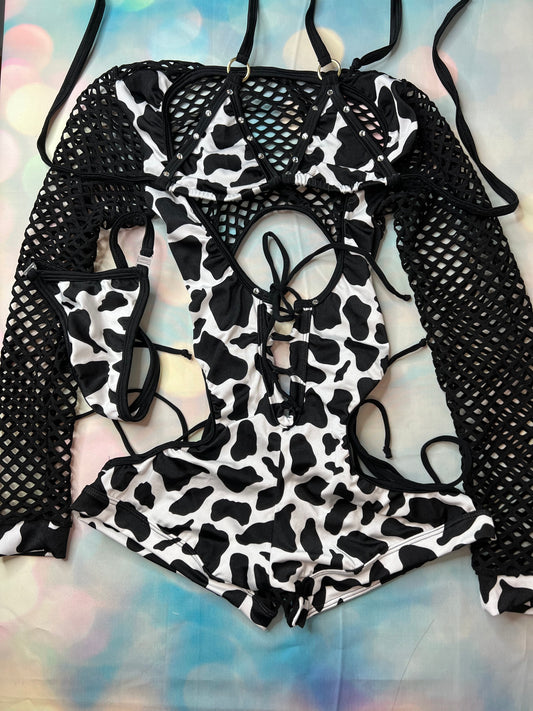 Exotic Dance Wear Cow Print Outfit Unforgettable Stripper Attire