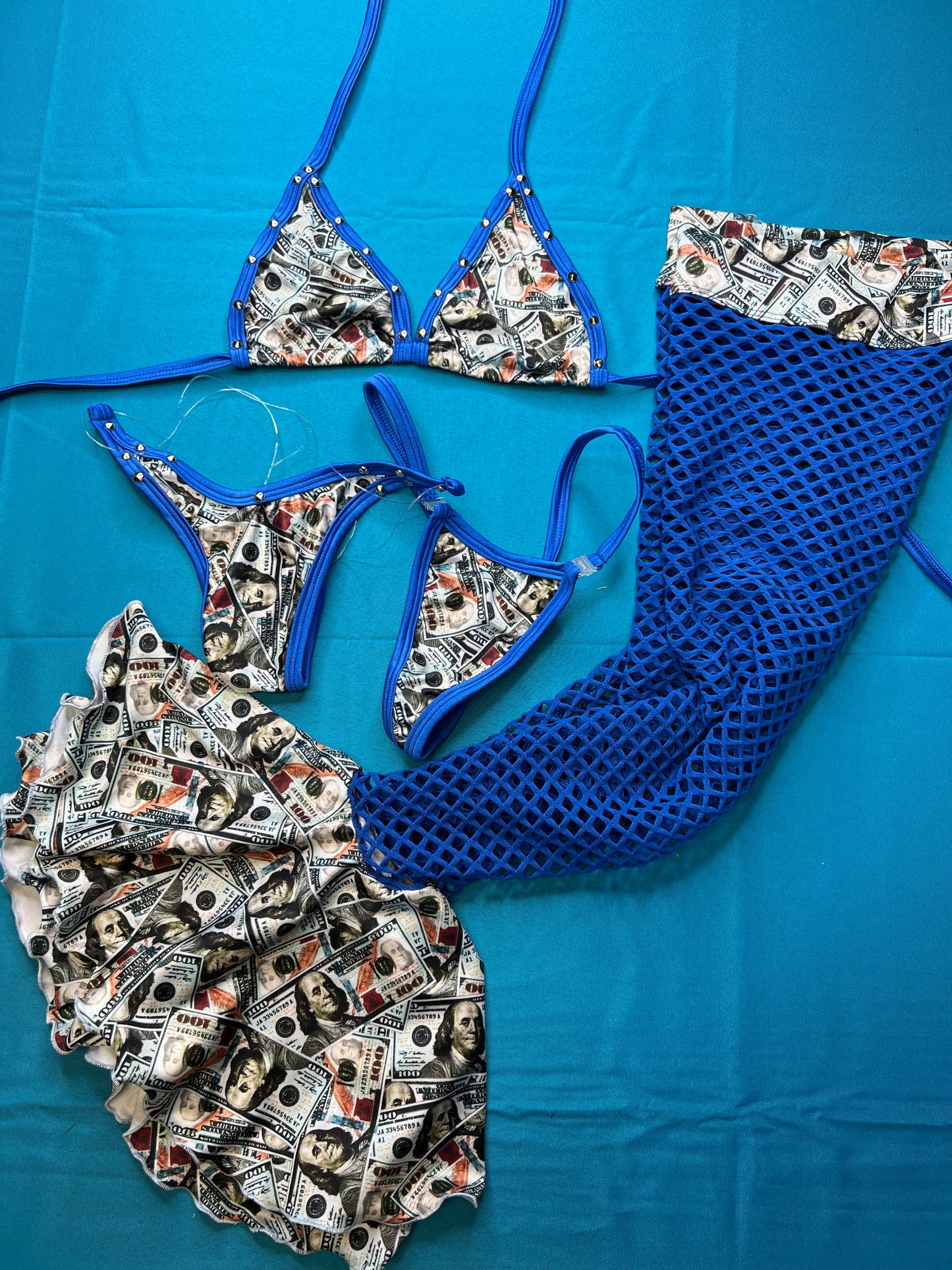 Exotic Dance Wear $100 Dollar Bills Leg Outfit for Strippers