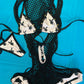 One-Piece Grey/Black Shoulder Strap with Bikini Top Stripper Outfit
