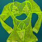 Unique Lime Green Fishnet & Metallic Green Stretch Bikini Romper