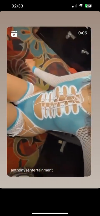 Dazzling White/Silver Fishnet & Baby-Blue One-Piece Exotic Dance