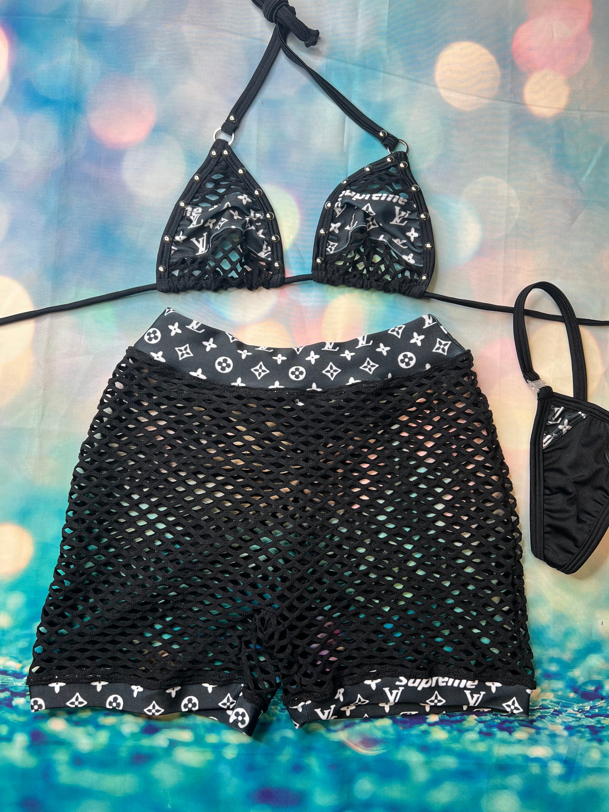 Black Two-Piece Exotic Dance Wear Outfit Sultry Elegance