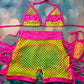 Neon Pink/Yellow Two-Piece Exotic Dance Wear Outfit for Stunning