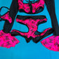 Metallic Pink Stretch Fabric Exotic Dance Outfit with Long Sleeve
