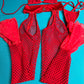Red Fishnet/Mesh Chaps Leg Outfit Dance Wear & Stripper Attire 