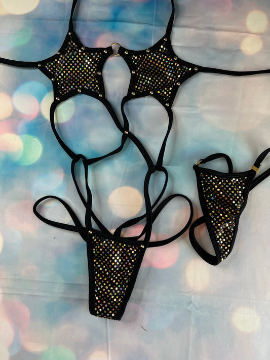 Star Top One-Piece Exotic Dance Wear Outfit Sensual Lingerie 