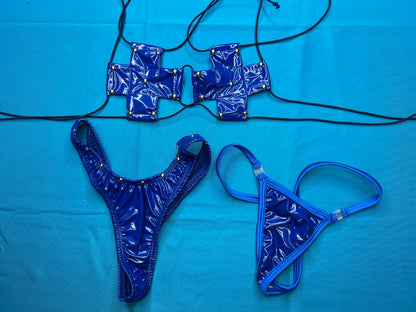 Exotic Dance Wear Chrome Two-Piece Outfit