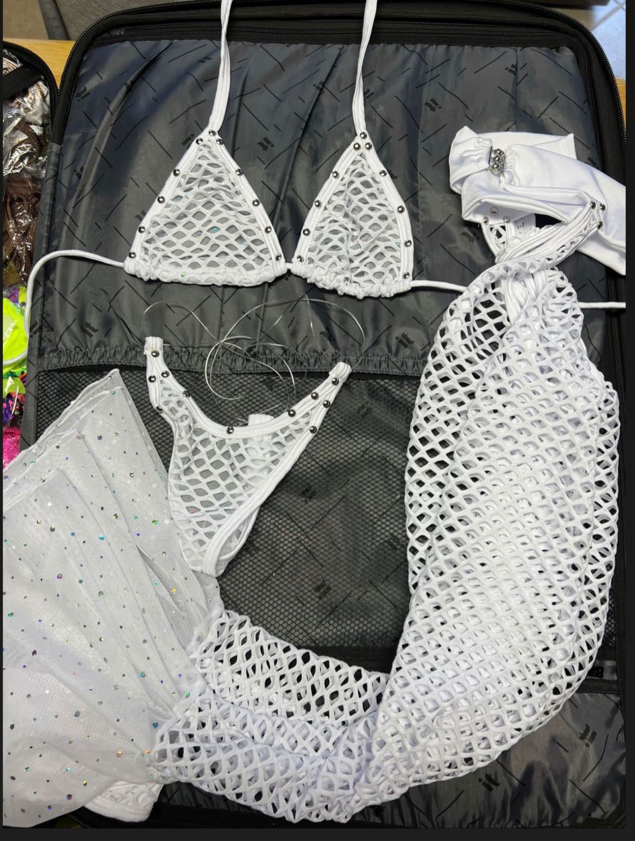 White Mesh/Fishnet Chaps Leg Outfit Exotic Dancewear & Stripper