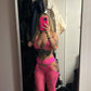 Exotic Dance Wear Black/Blue Sparkle Leg Outfit