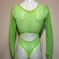 Neon Green Fishnet Exotic Dance Wear One-Piece Leotard Outfit